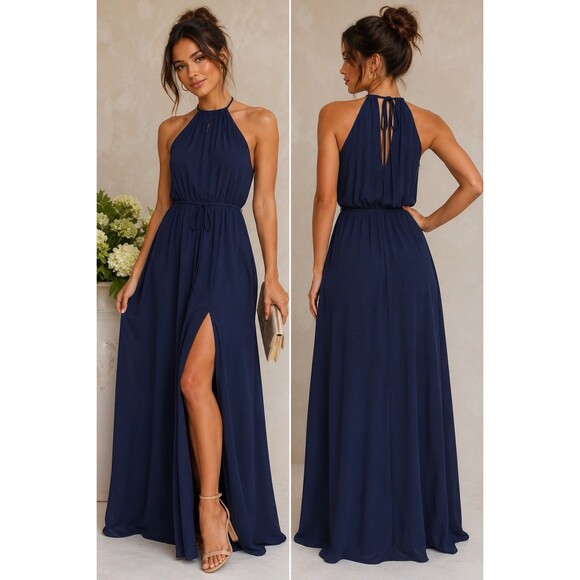 Lulus Dresses & Skirts - Lulus Essence of Style Navy Blue Maxi Dress Size S NWT